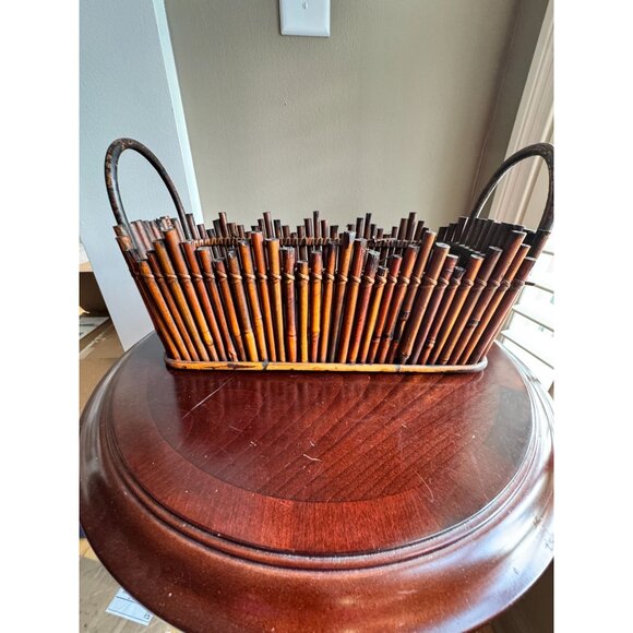 Vintage Jackson & Perkins Bamboo-Style Basket With Handles Handcrafted Design - Picture 3 of 9